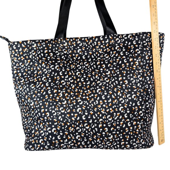 Shade & Shore XL Black Leopard Cheetah Print Neoprene Zip Beach Pool Tote Bag - Picture 2 of 8
